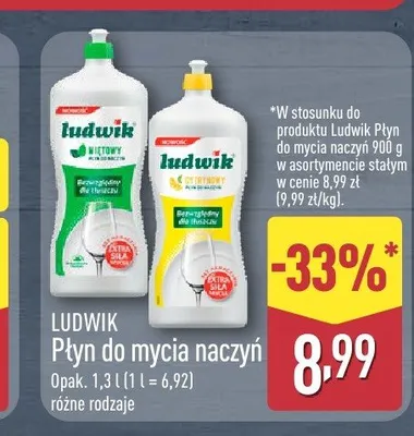 Płyn do mycia naczyń Ludwik miętowy promocja w Aldi