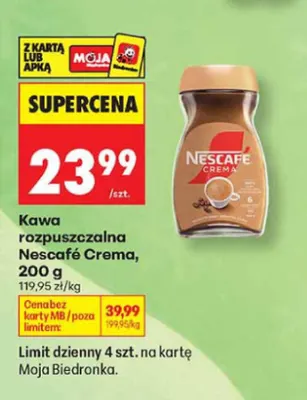 Kawa rozpuszczalna Nescafé Crema promocja w Biedronka