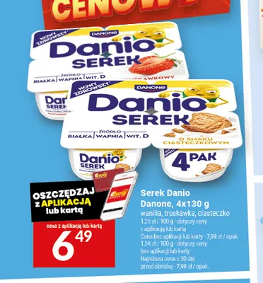 Serek homogenizowany Danio o smaku truskawkowym Danone 4-pak promocja w Twój Market
