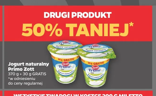 Jogurt naturalny Zott Primo promocja w Netto