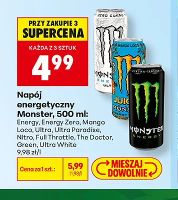 Napój energetyczny Monster Energy promocja w Biedronka