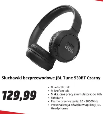 Słuchawki bezprzewodowe Jbl Tune 530BT Czarny promocja w Media Markt