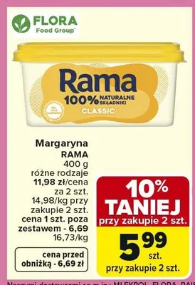 Margaryna Rama 100% naturalne składniki Classic promocja w Carrefour