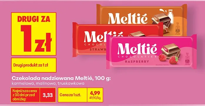 Czekolada nadziewana Meltié karmelowa promocja w Biedronka