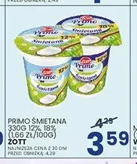 Śmietana Primo 18% Zott promocja w Wafelek