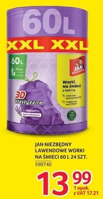 Worki Jan Niezbędny lawendowe na śmieci 60 L 24 szt. promocja w Selgros