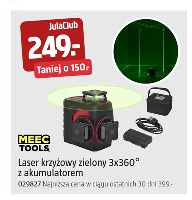 Laser krzyżowy zielony MEEC TOOLS z akumulatorem promocja w Jula