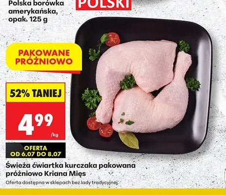 Świeża ćwiartka kurczaka pakowana próżniowo Kraina Mięs promocja w Biedronka