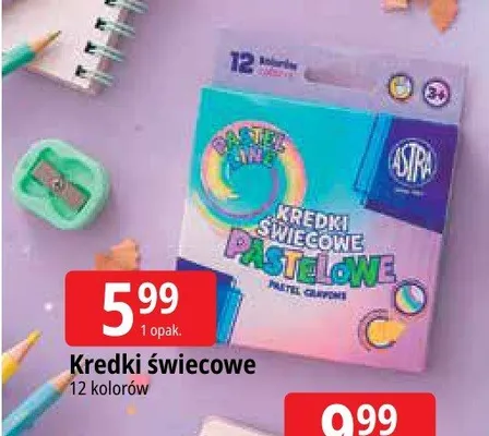 Kredki świecowe Astra 12 kolorów promocja w Leclerc