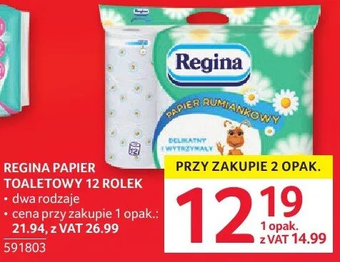 Papier toaletowy Regina 12 rolek promocja w Selgros