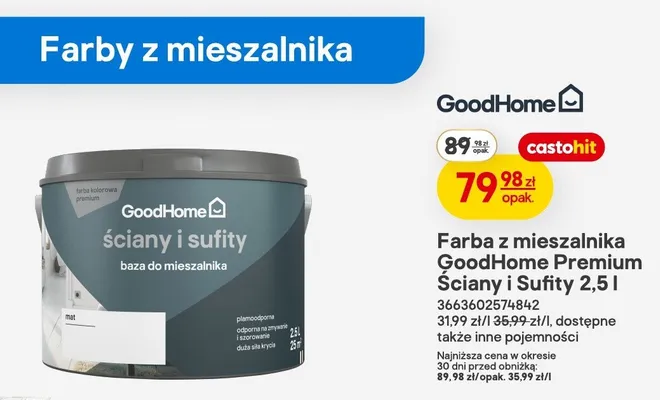 Farba z mieszalnika Ściany i Sufity promocja w Castorama