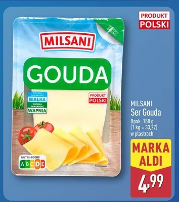 Ser Gouda w plastrach promocja w Aldi