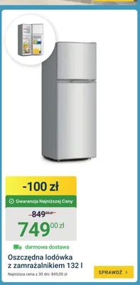 Oszczędna lodówka z zamrażalnikiem 132l promocja w ERLI