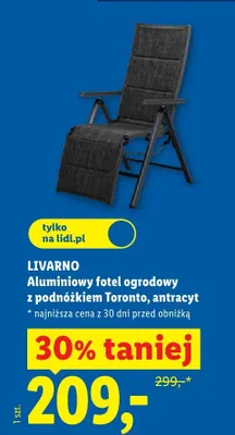 Aluminiowy fotel ogrodowy z podnóżkiem Toronto antracyt promocja w Lidl