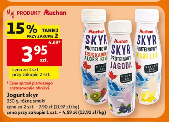 Jogurt skyr proteinowy jagoda Auchan promocja w Auchan
