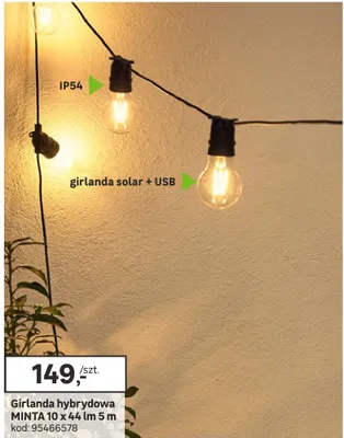 Girlanda hybrydowa Minta 10 x 44 lm 5 m promocja w Leroy Merlin