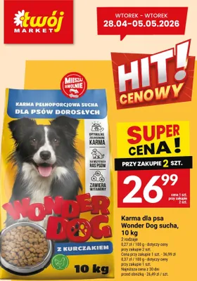 Karma dla psa Wonder Dog sucha z kurczakiem promocja w Twój Market