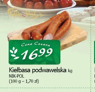 Kiełbasa podwawelska Nik-Pol promocja w CEZAR Delikatesy