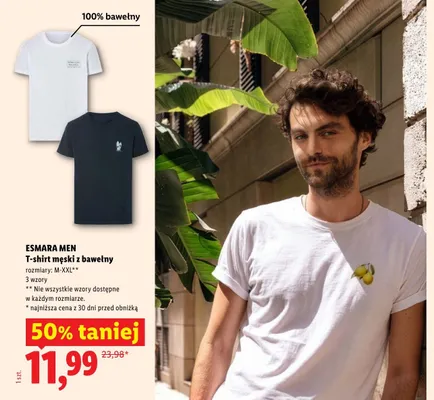 T-shirt męski z bawełny Esmara Men promocja w Lidl