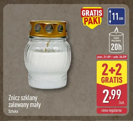 Znicz szklany zalewany mały promocja w Aldi
