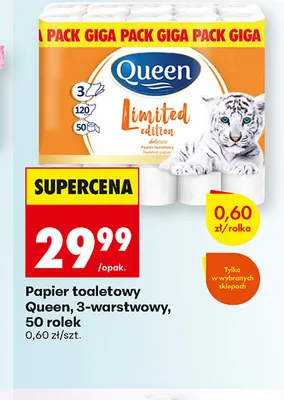 Papier toaletowy 3-warstwowy Queen 50-pak promocja w Biedronka
