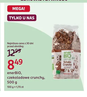 Czekoladowe crunchy enerBiO promocja w Rossmann