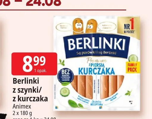 Parówki Berlinki z szynki promocja w Leclerc
