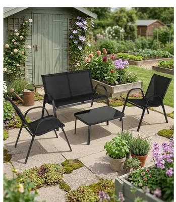 4-częściowy zestaw ogrodowy outdoorowy wykonany ze stali i tekstyliów promocja w KiK