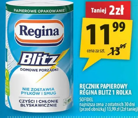 Ręcznik papierowy Regina Blitz 1 rolka promocja w Arhelan