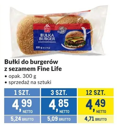 Bułki do burgerów z sezamem Fine Life promocja w Makro
