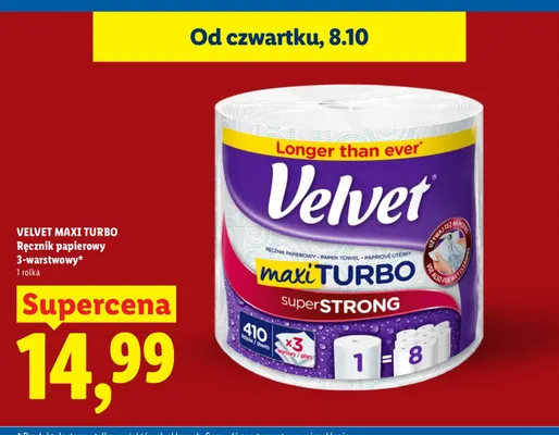 Ręcznik papierowy Maxi Turbo 3-warstwowy Velvet promocja w Lidl