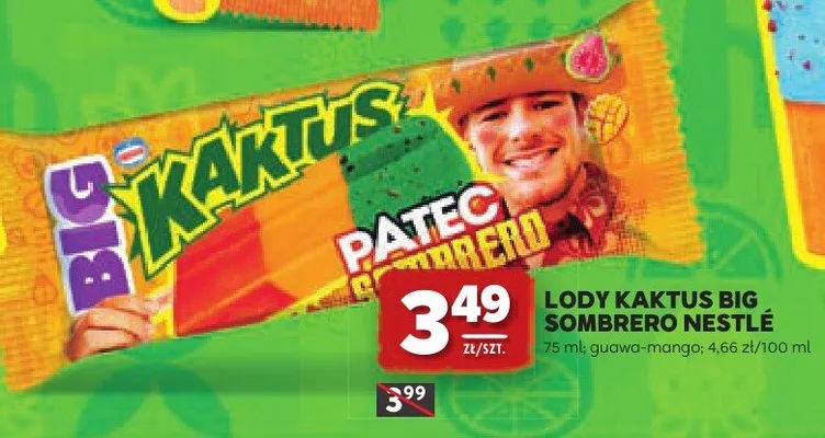 Lody Kaktus Big Sombrero Nestlé guawa-mango promocja w Stokrotka