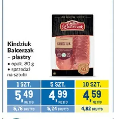 Kindziuk w plastrach Balcerzak promocja w Makro