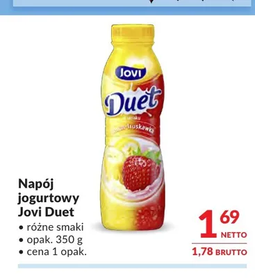 Napój jogurtowy Jovi Duet truskawka kiwi promocja w Makro