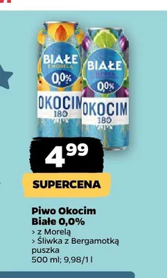 Piwo bezalkoholowe Okocim Białe 0,0% Śliwka z Bergamotką promocja w Netto
