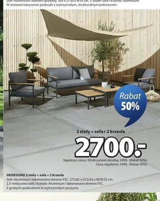 ODDESUND 2 stoły + sofa + 2 krzesła promocja w Jysk