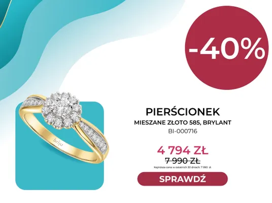 Pierścionek mieszane złoto 585 brylant BI-000716 Briju promocja w Briju