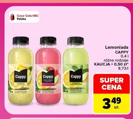 Lemoniada Cappy smak cytryny z miętą promocja w Carrefour Market