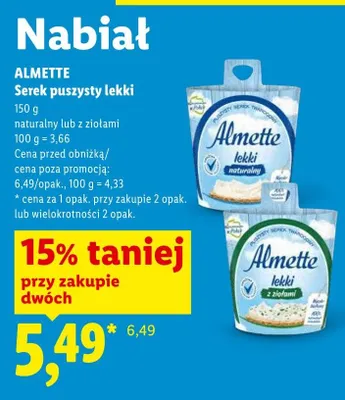 Serek puszysty lekki Almette z ziołami promocja w Lidl