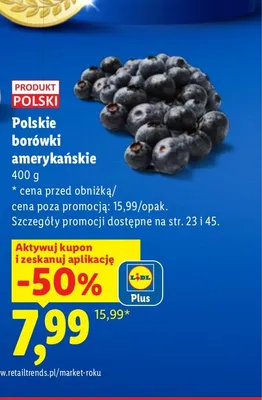 Borówki amerykańskie polskie promocja w Lidl