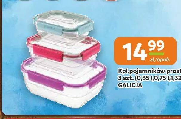 Komplet pojemników prostokątnych Galicja 3-pak promocja w Społem Częstochowa