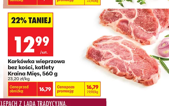 Karkówka wieprzowa bez kości, kotlety Kraina Mięs promocja w Biedronka