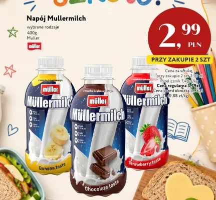 Napój Müllermilch o smaku bananowym promocja w Market Point