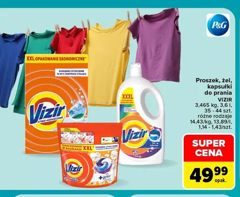 Proszek, żel, kapsułki do prania Vizir promocja w Carrefour