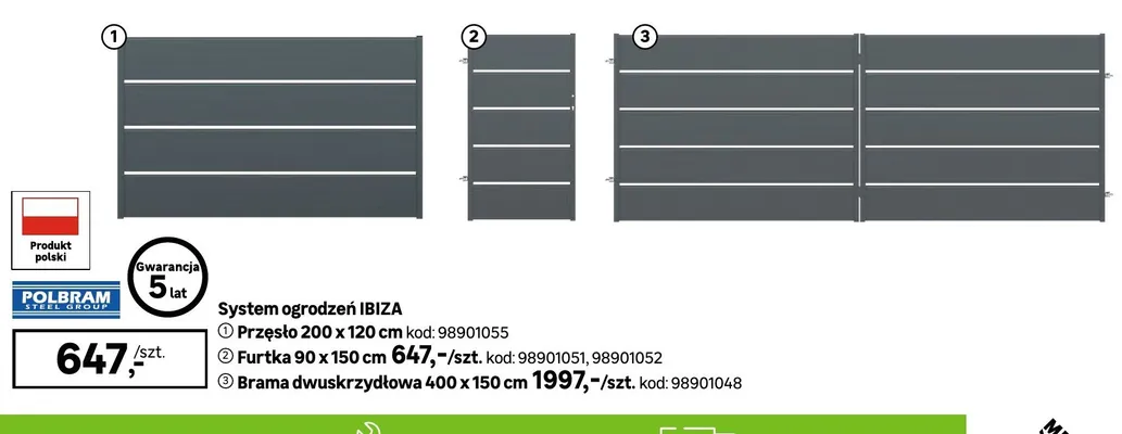Brama dwuskrzydłowa POLBRAM Ibiza 400x150cm promocja w Leroy Merlin