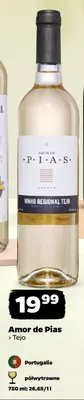 Wino białe Amor de Pias Tejo półwytrawne Portugalia promocja w Netto
