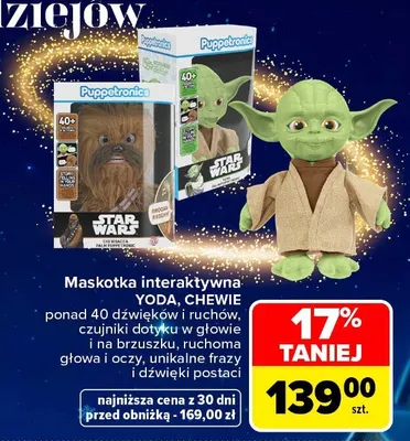 Maskotka interaktywna Yoda Puppetronics promocja w Carrefour