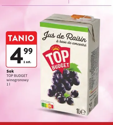 Sok Top Budget winogronowy promocja w Intermarche