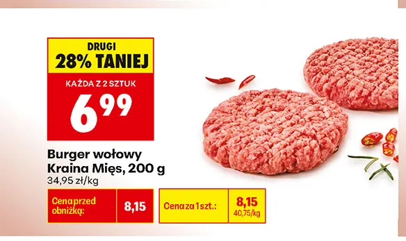 Burger wołowy Kraina Mięs promocja w Biedronka