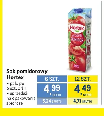 Sok pomidorowy Hortex promocja w Makro